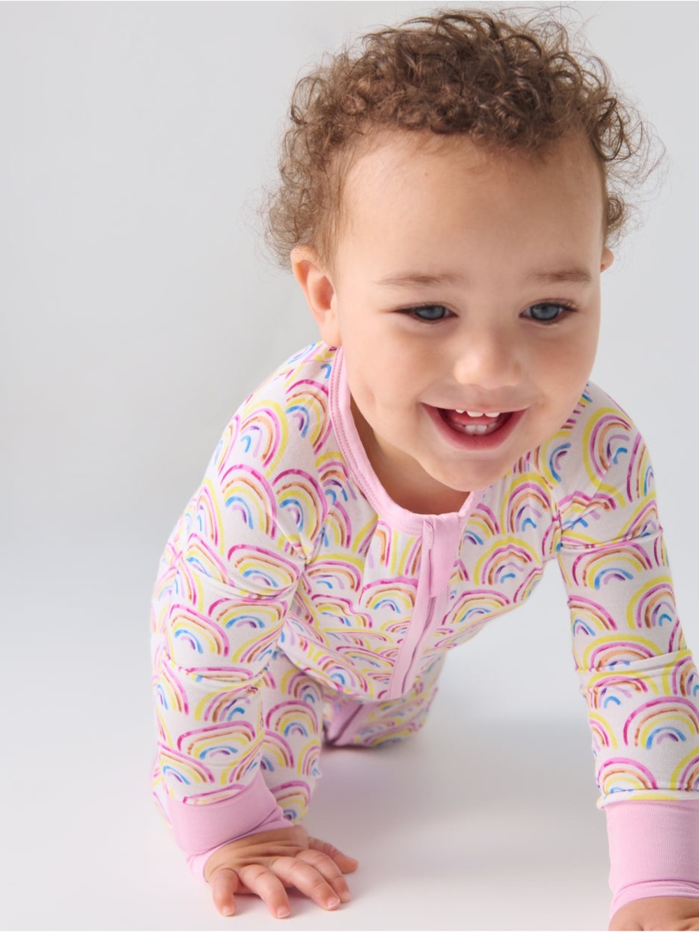 Little Sleepies Pastel Rainbow Convertible Zippy Girls Size 12-18 months